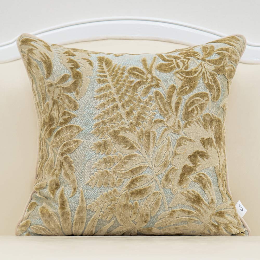 Alerfa 12 x 20 Inch Light Blue Rectangle Maple Leaf Pillow Embroidery Cut Velvet Cushion Case Luxury Modern Lumbar Throw Pillow Cover Decorative Pillow for Couch Sofa Living Room Bedroom Car