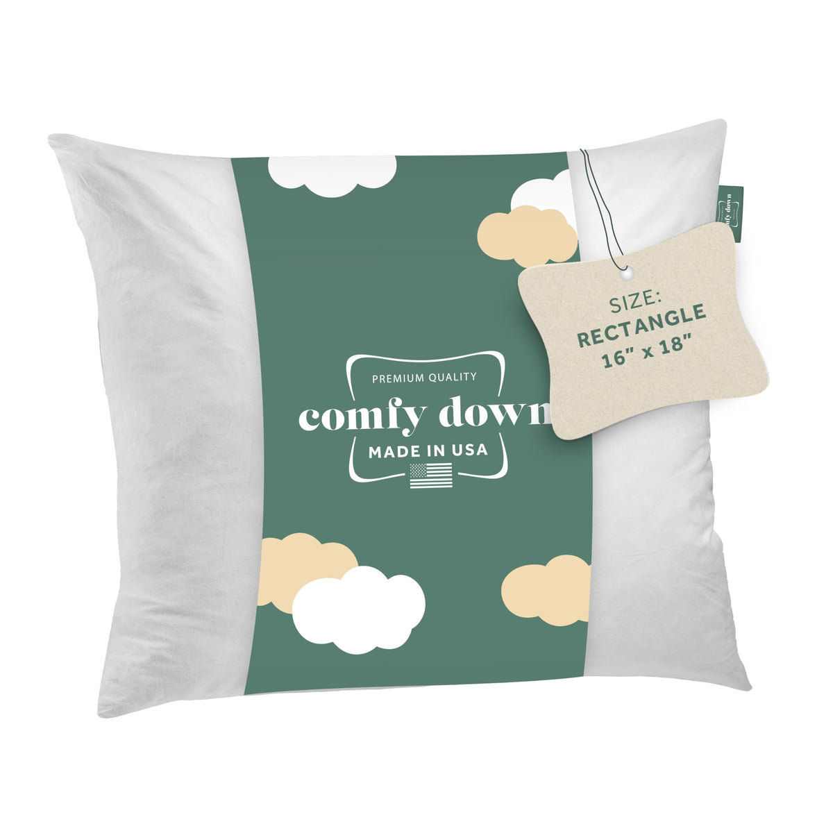 ComfyDown 12x18 Throw Pillow Insert, Down & Feather Fill, 100% Cotton Cover, Made in USA – Premium Soft Decorative Pillow Form Sham Stuffer for Bed, Sofa & Couch