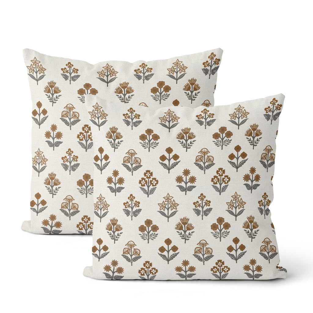 Floral Outdoor Pillow Covers 18x18 Inch Set of 2 Blue Green