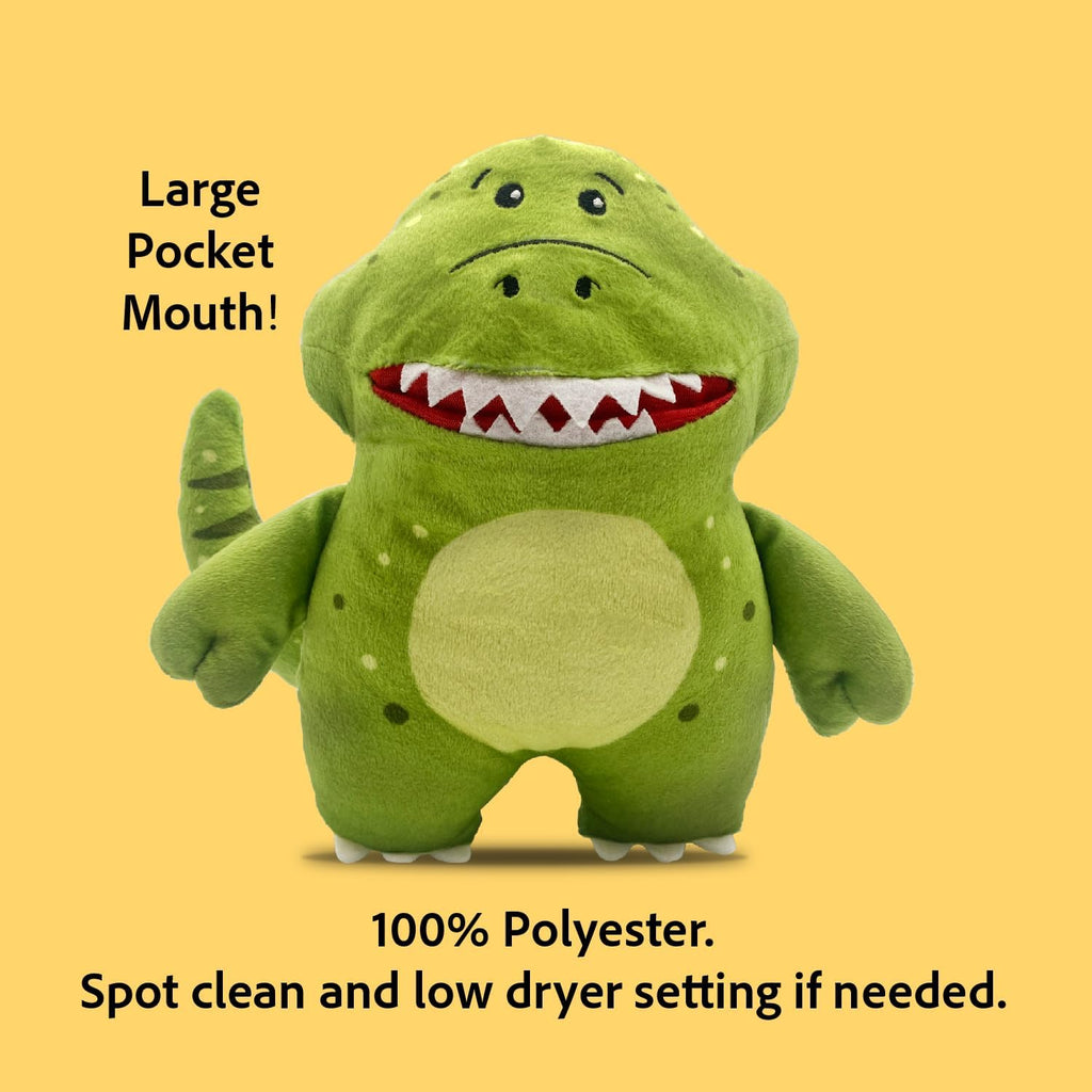 The Tooth Brigade Tooth Fairy Pillow | Stuffed Plush with Large Pocket Mouth for Lost Teeth, Treasures, Prizes - Fun and Interactive Plush, Perfect Kids, Boys, & Girls Gift (Rebel Dinosaur)