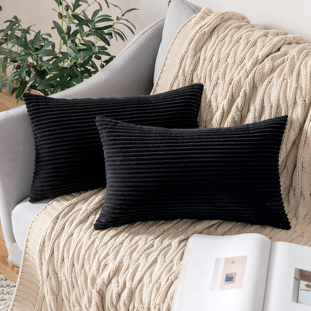 MIULEE Fall Decorative Corduroy Throw Pillow Covers Set of 2 20x20 Orange