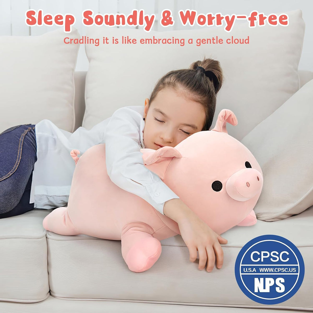 MaoGoLan Pink Pig Plush Pillow– 24" Giant Pig Stuffed Animal Body Pillow