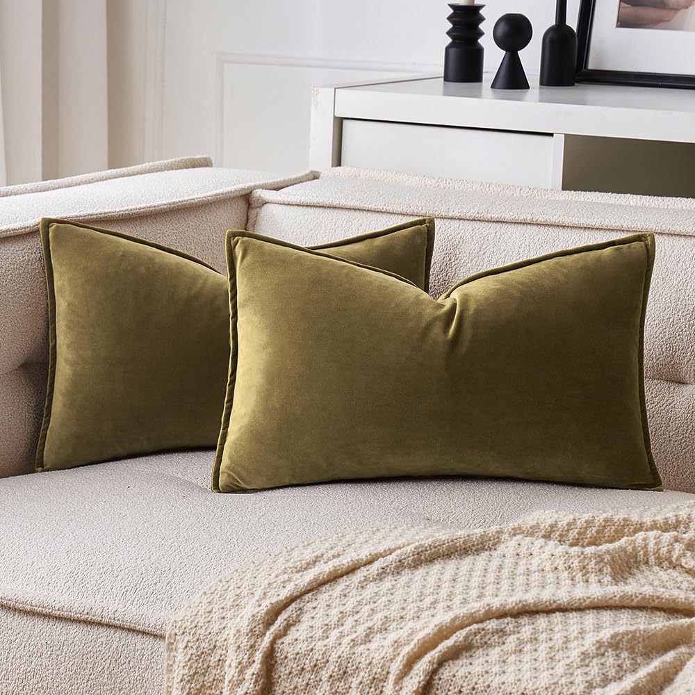 MIULEE Decorative Brown Velvet Throw Pillow Covers for Couch 22x22 Inch
