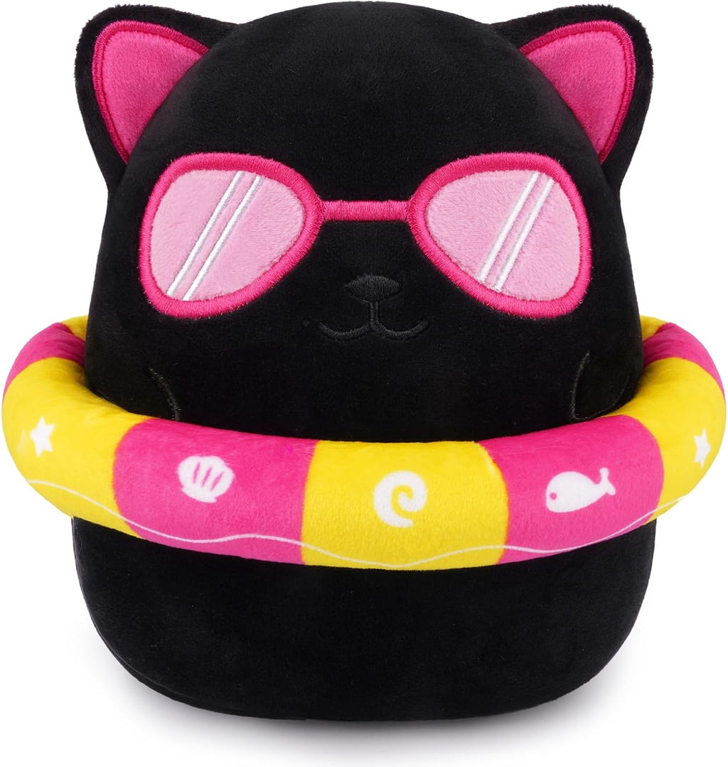 Black Cat Plush Pillow,8.5 Inch Leaf Black Cat Stuffed Animal Toy