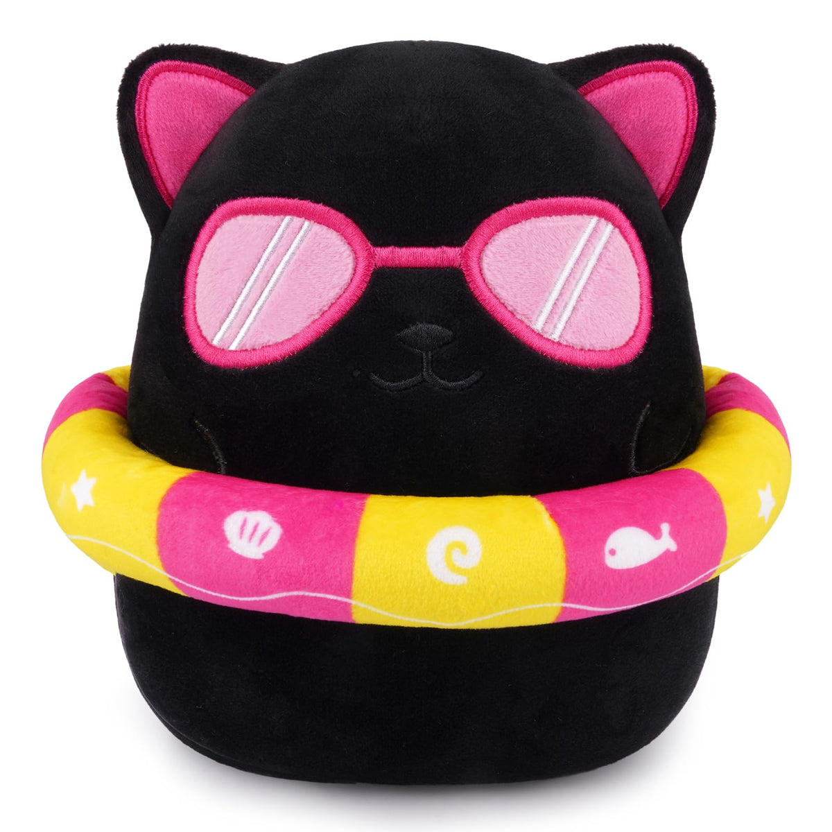 Black Cat Plush Pillow,8.5 Inch Leaf Black Cat Stuffed Animal Toy