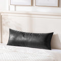 Fancy Homi Brown Boho Long Lumbar Faux Leather Body Decorative Throw Pillow Cover 14x36 Inch for Bedroom Couch Bed Sofa Bench, Hand Stitched Stylish Pillowcase, Rustic Modern Farmhouse Room Decor