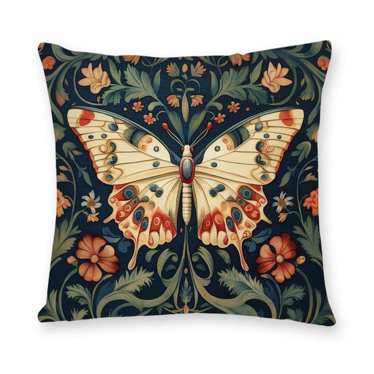 William Morris Abstract Vintage Print Floral Velvet Design Throw Pillow Covers Home Decor, Retro Art Decor Pillowcase Cushion Cover for Bed Sofa Living Room, Square 18x18inch (Black-Floral2)