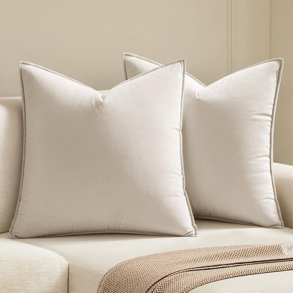 MIULEE Decorative Brown Velvet Throw Pillow Covers for Couch 22x22 Inch