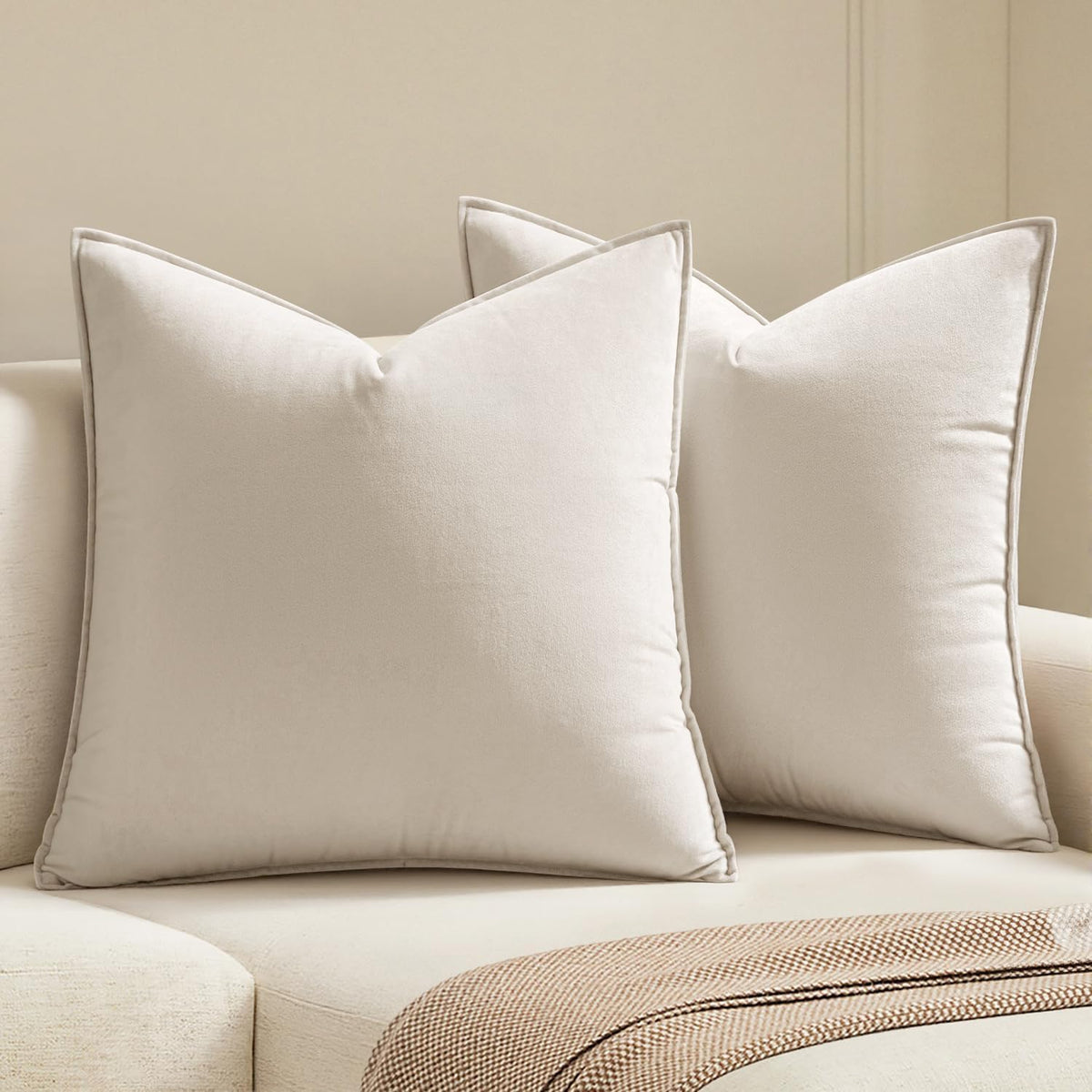 MIULEE Decorative Brown Velvet Throw Pillow Covers for Couch 22x22 Inch