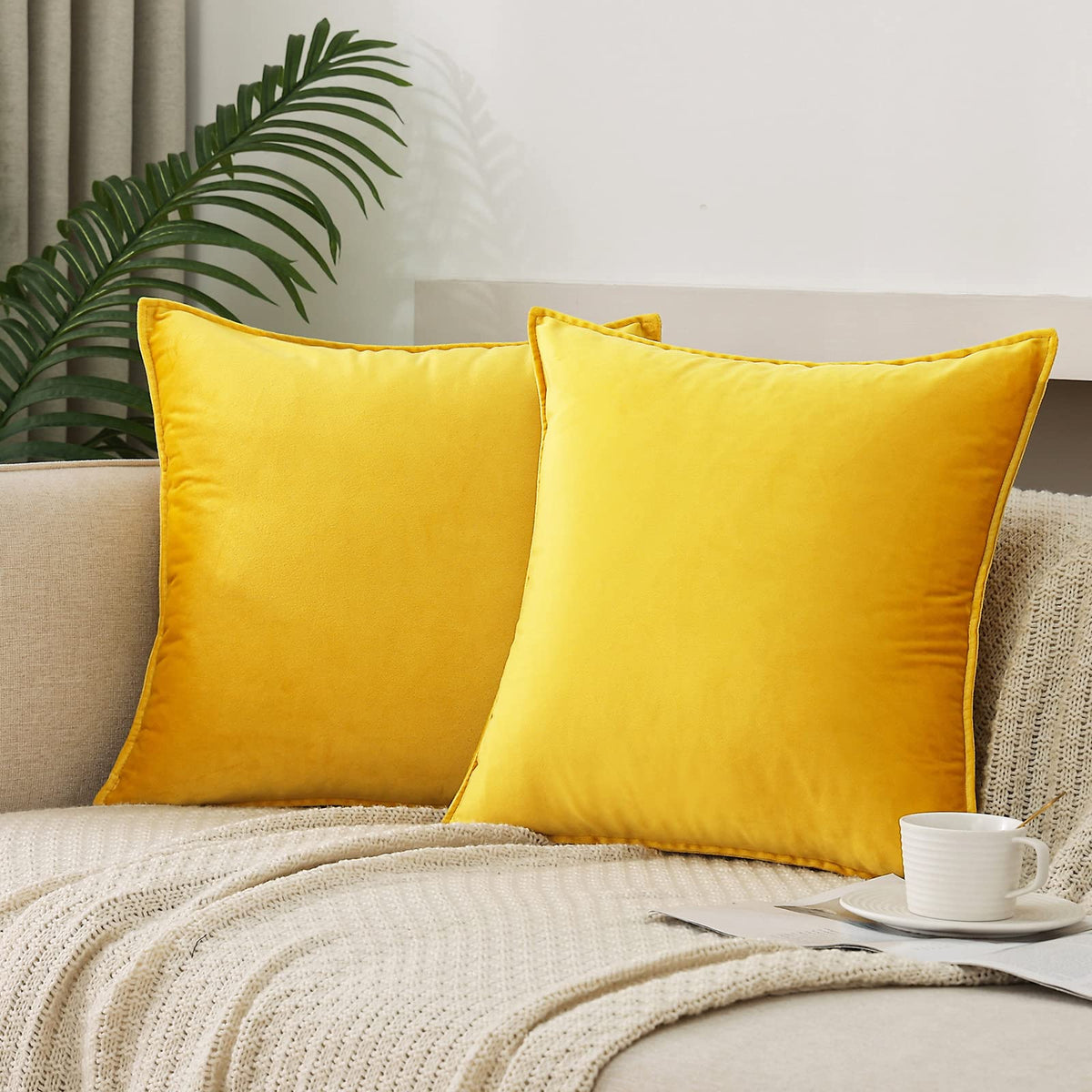 Velvet Navy Blue Throw Pillow Covers 18”x18”Pack of 2 Soft Decorative