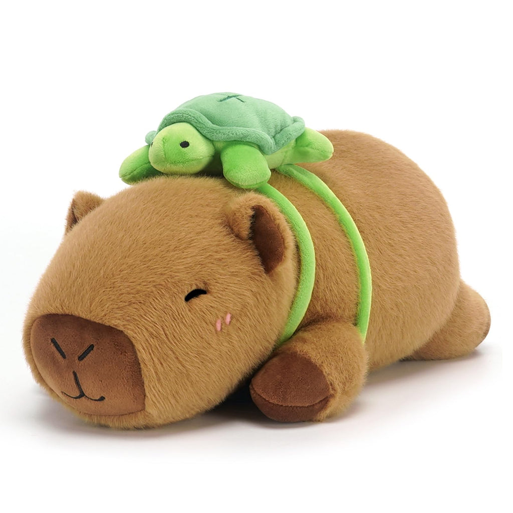 SQEQE Weighted Stuffed Animals Capybara Plush, Weighted Capybara Stuffed Animals with Turtle Backpack, Soft Pillow Toy for Kids Adults, Birthday Present & Valentines Gifts 9.8 Inch, 0.8 Lb