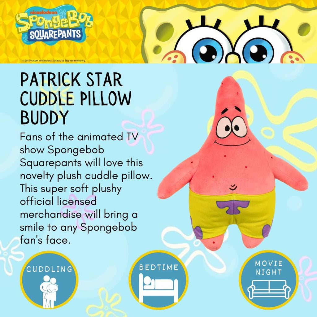 Spongebob Squarepants Patrick Star Bedding Super Soft Cozy Decorative Cuddle Pillow, (Officially Licensed Product) By Franco Collectibles