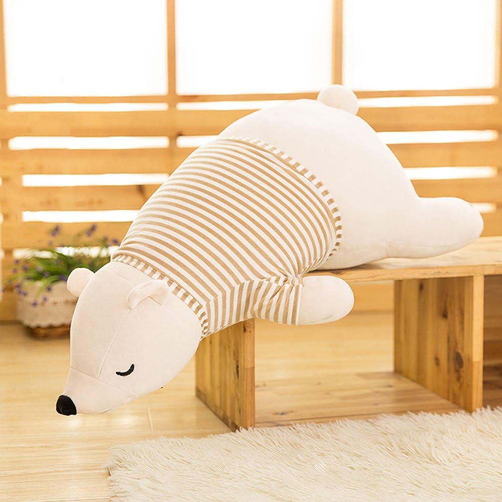 MMTTAO Stuffed Polar Bear Animal Plush Toy 20 Inch Large White Sleeping Bear Animal Stuff Soft Plushies Cute Dolls Collection Huggable Pillow Cushion Birthday Gift for Kids Child Boys Girls, 20Inches