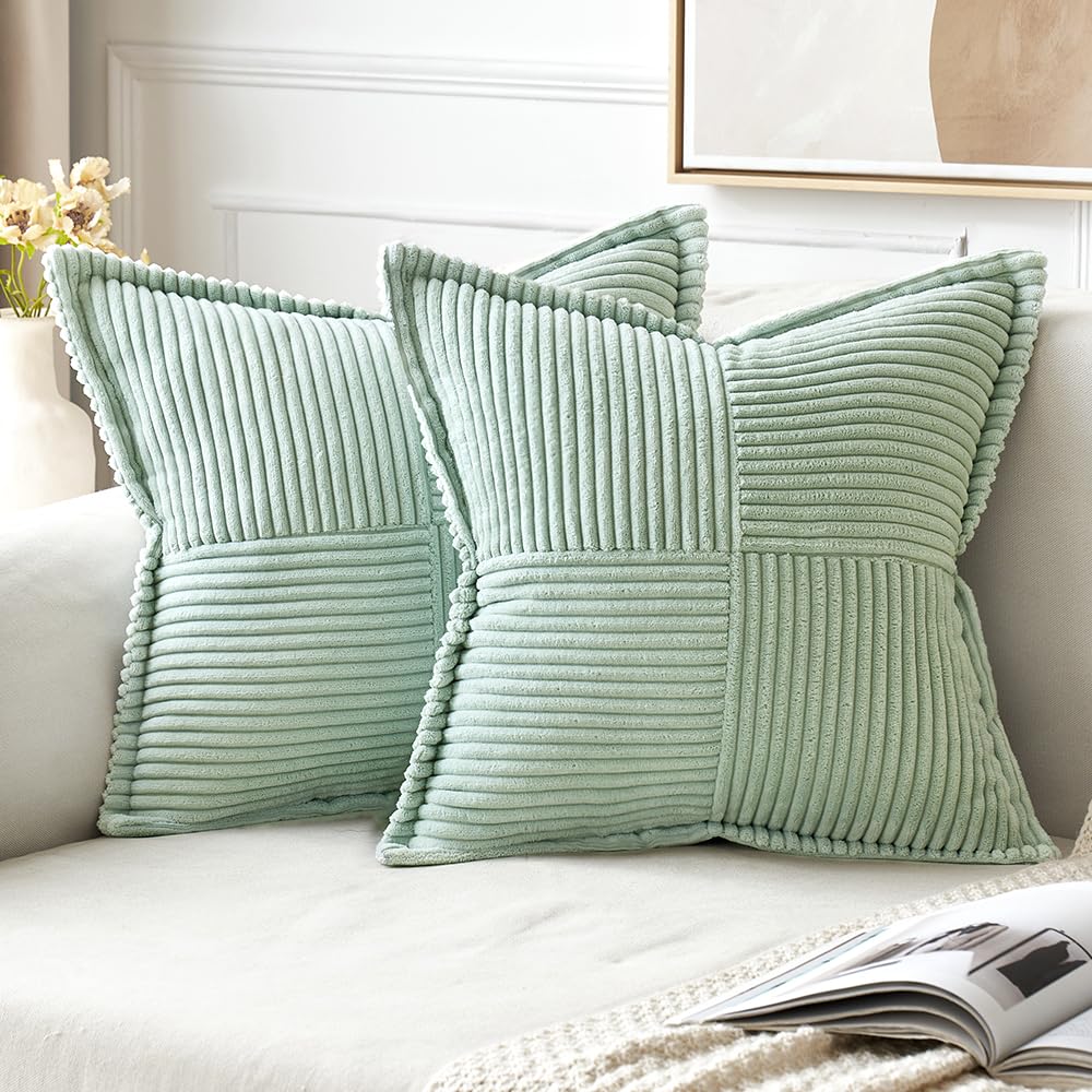 MIULEE Decorative Throw Pillow Covers for Couch 18x18 Inch Beige 2 Pack