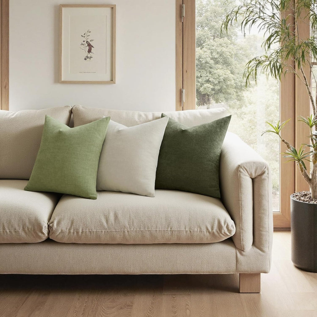 MIULEE Olive Green Chenille Couch Throw Pillow Covers, 18x18