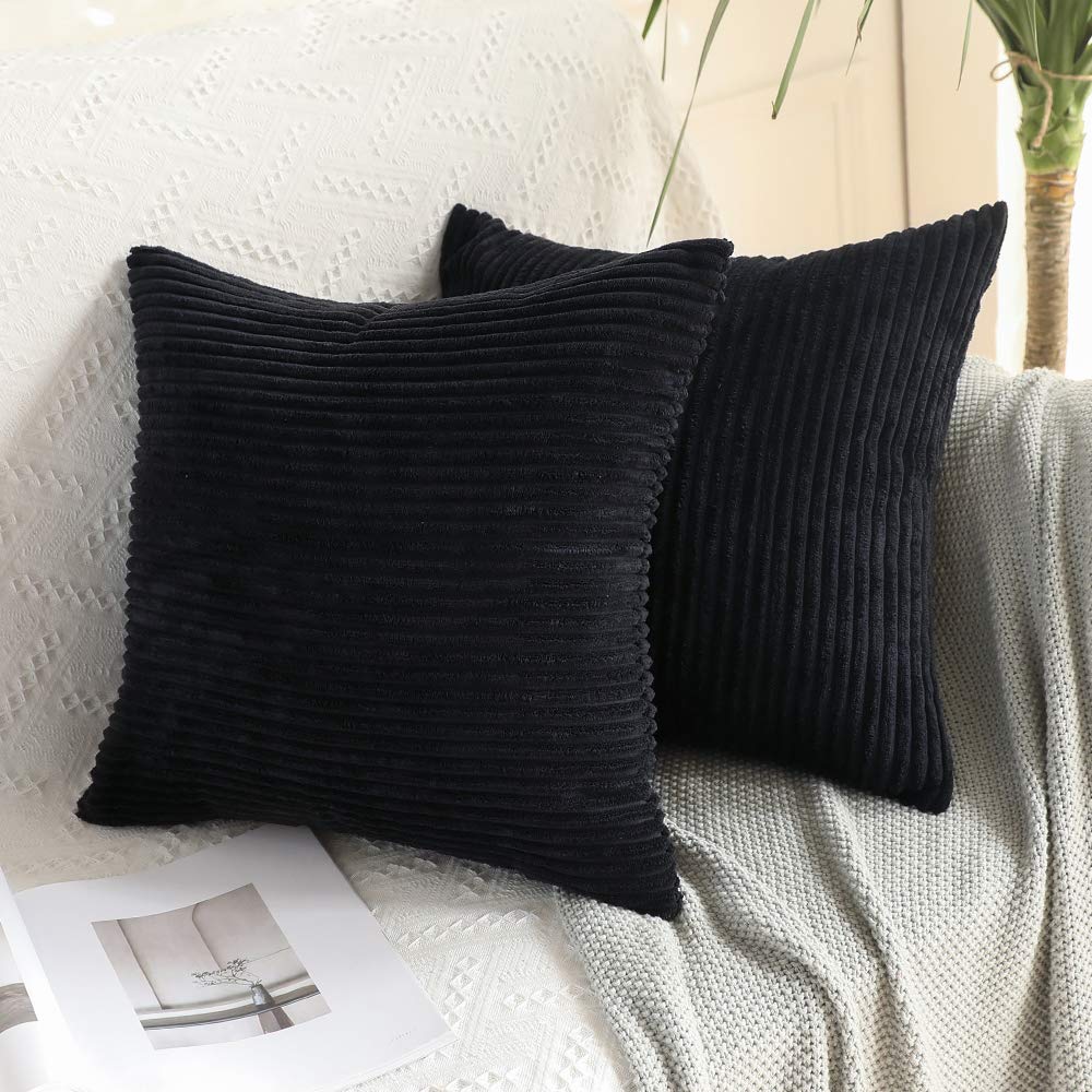 MIULEE Fall Decorative Corduroy Throw Pillow Covers Set of 2 20x20 Orange