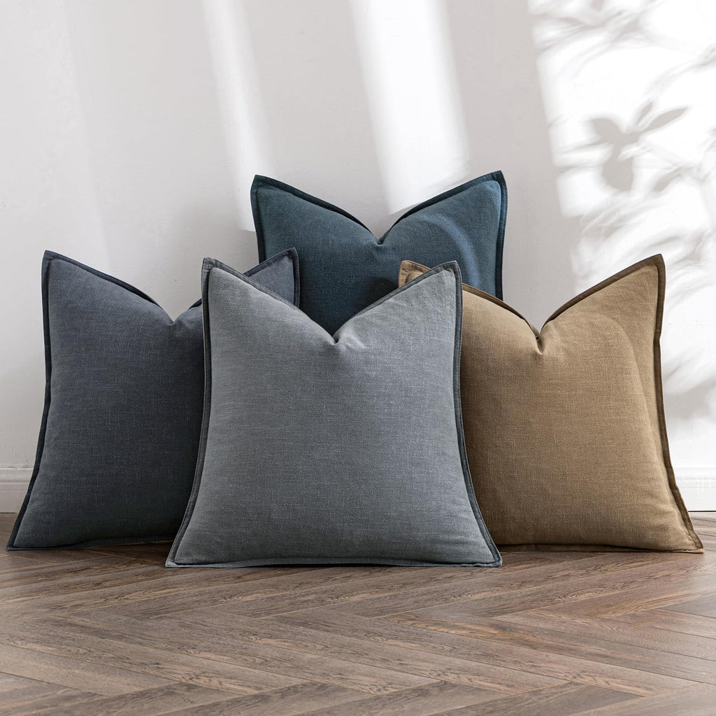 MIULEE Neutral Boho Linen Decorative Pillow Covers 18x18 Inch Pack of 4