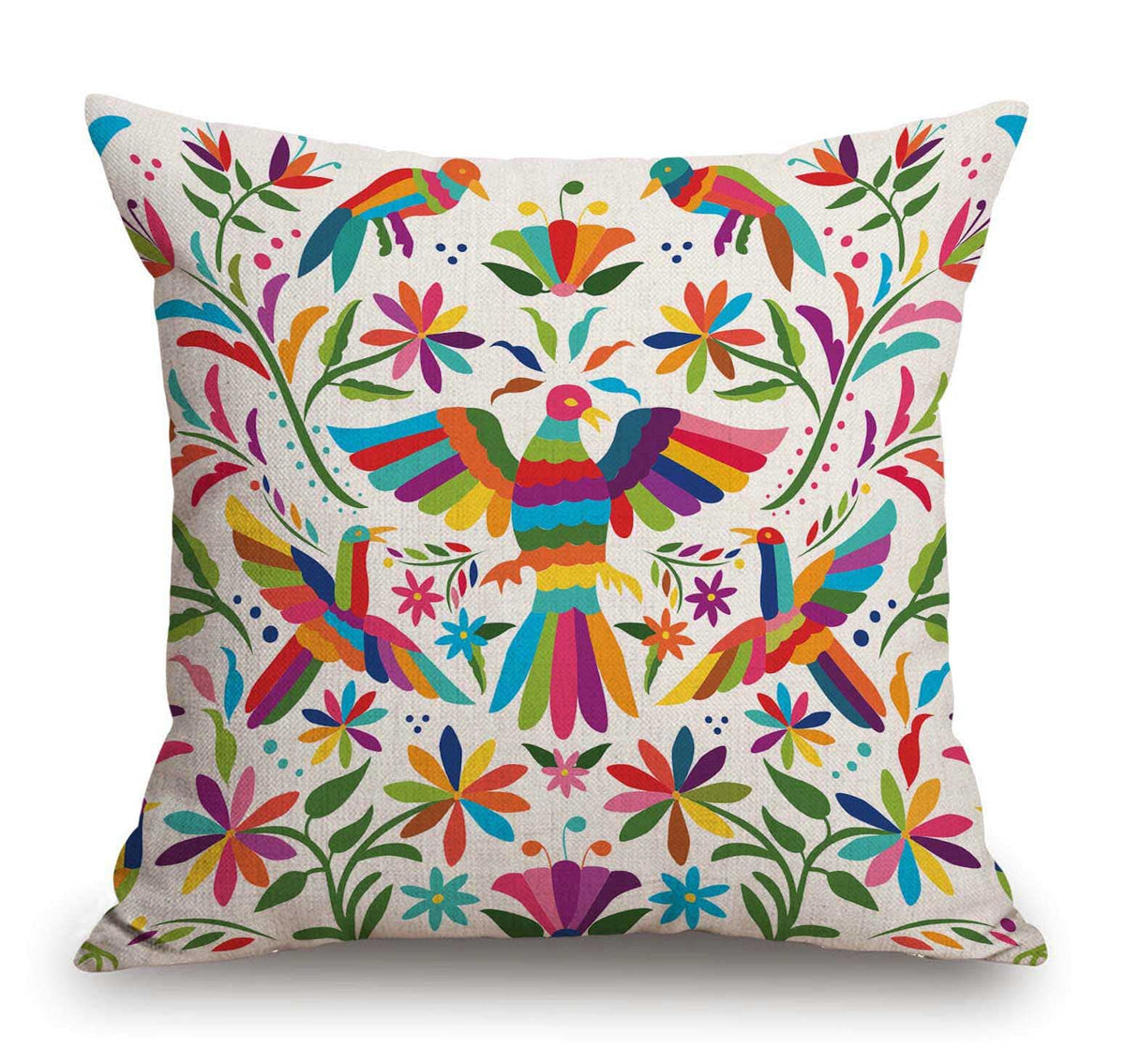 TSSOHU Vintage Flowers Pillow Cover Rustic Cotton Linen Decorative Square Throw Pillow Cover 18x18 Inch for Sofa Couch Decoration