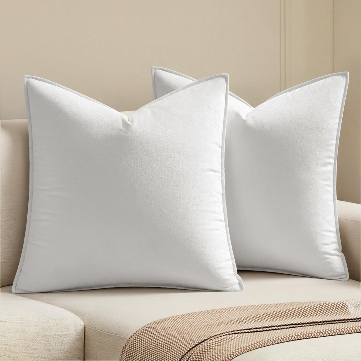 MIULEE Decorative Brown Velvet Throw Pillow Covers for Couch 22x22 Inch