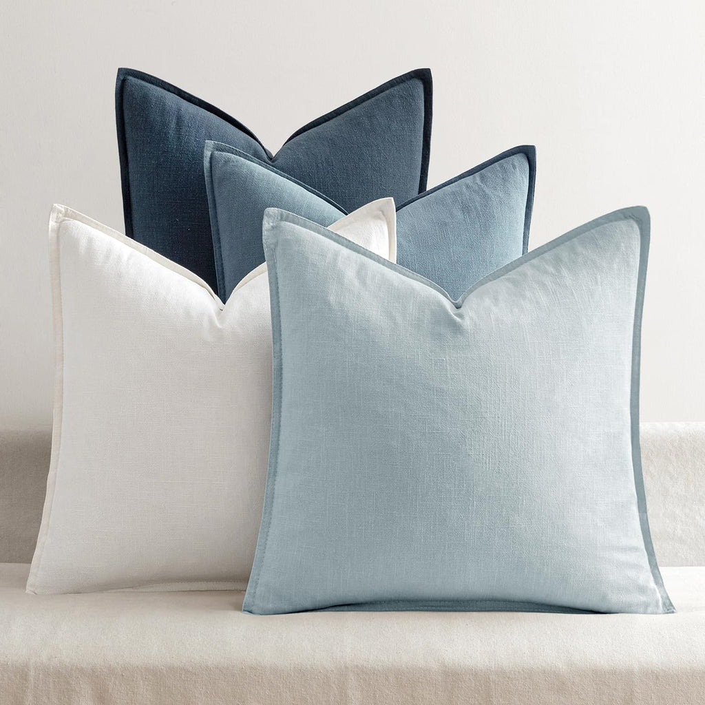 MIULEE Neutral Boho Linen Decorative Pillow Covers 18x18 Inch Pack of 4