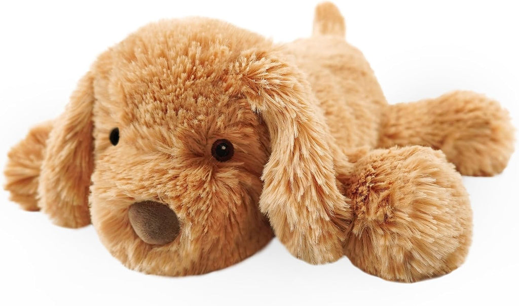 Golden Retriever Stuffed Animal Lying Fluffy Dog Plush Toy Long Hair Puppy Hugging Pillow Sleeping Buddy for Infant Baby Toddler Kids Couch Bed Accents 14 Inch