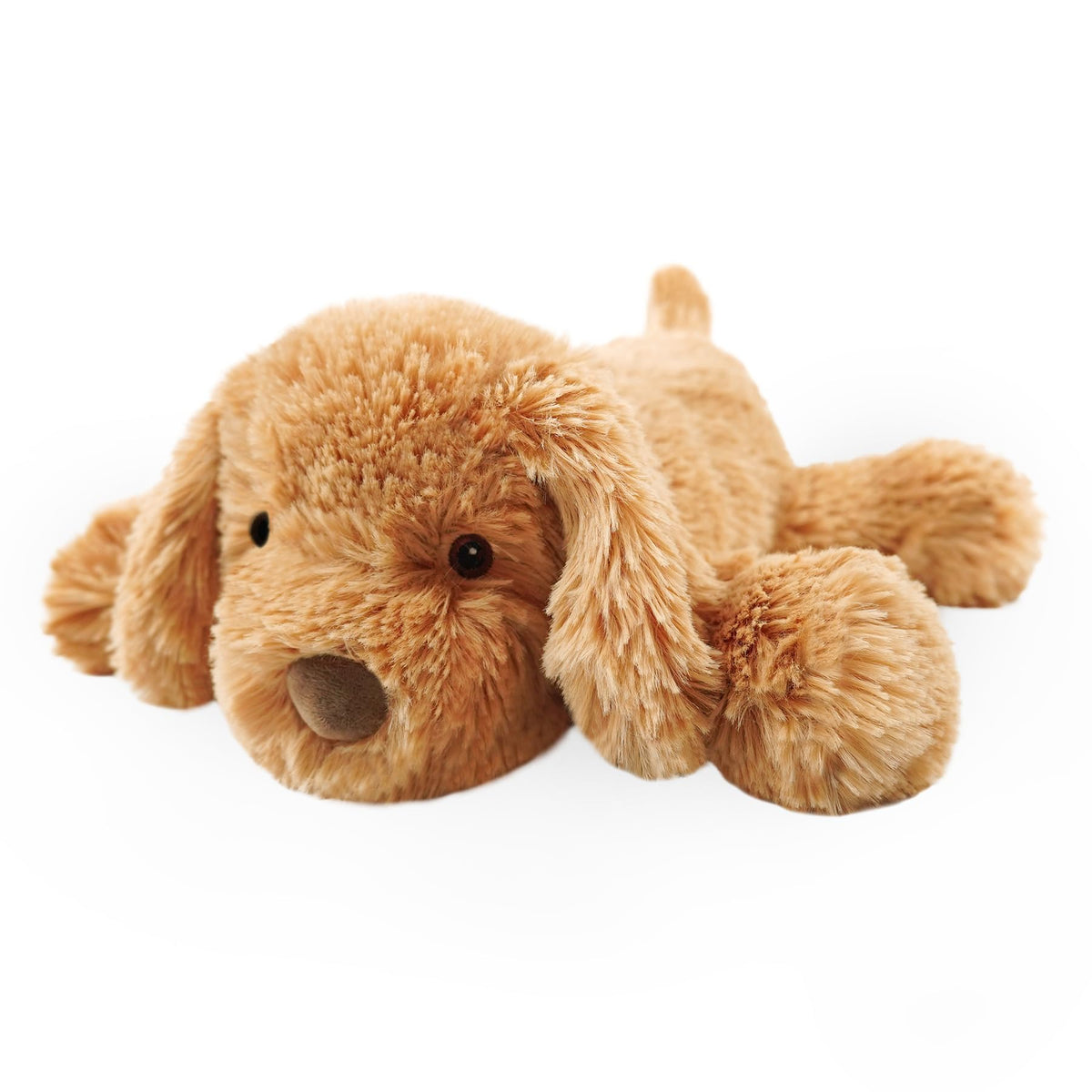 Golden Retriever Stuffed Animal Lying Fluffy Dog Plush Toy Long Hair Puppy Hugging Pillow Sleeping Buddy for Infant Baby Toddler Kids Couch Bed Accents 14 Inch