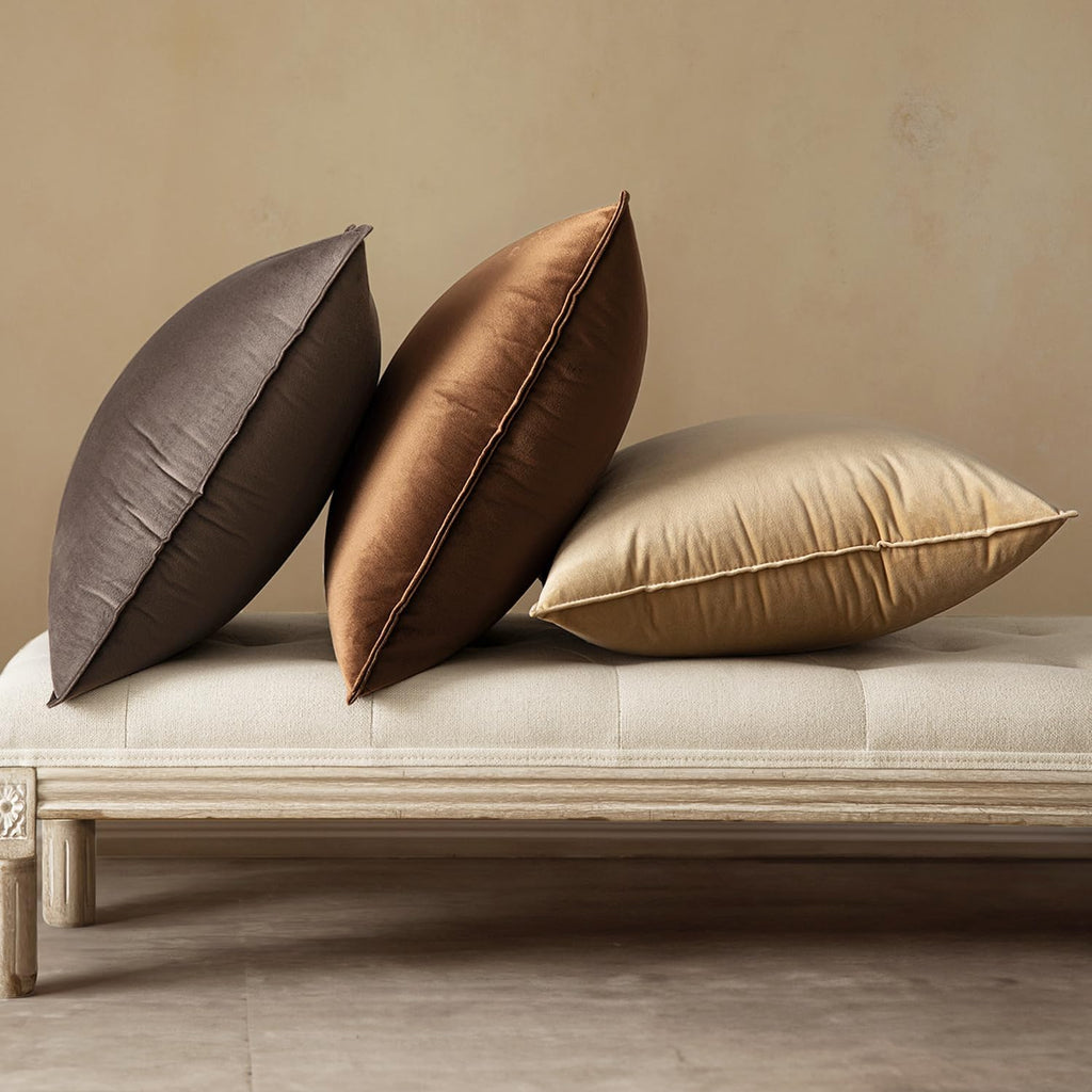 MIULEE Decorative Brown Velvet Throw Pillow Covers for Couch 22x22 Inch