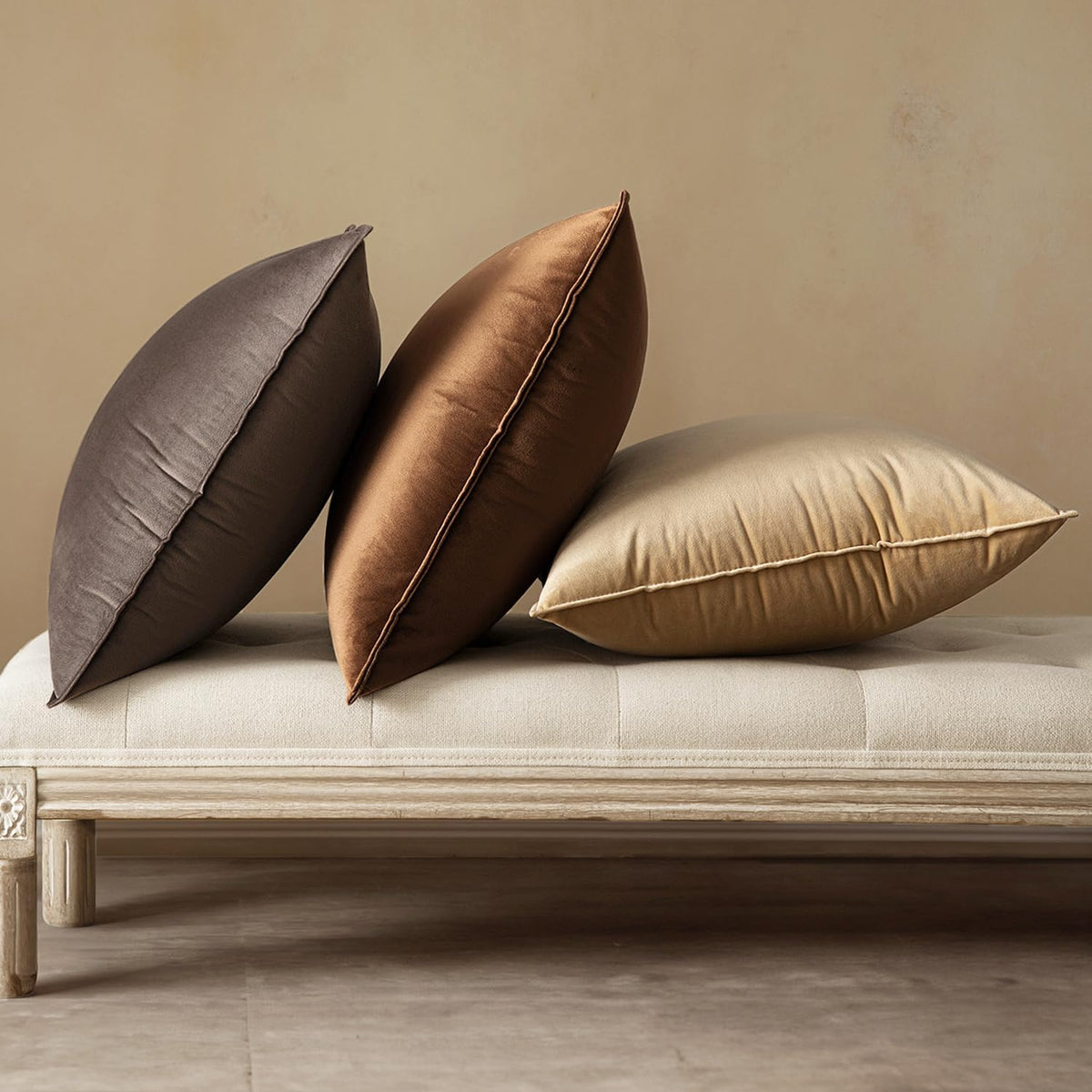 MIULEE Decorative Brown Velvet Throw Pillow Covers for Couch 22x22 Inch