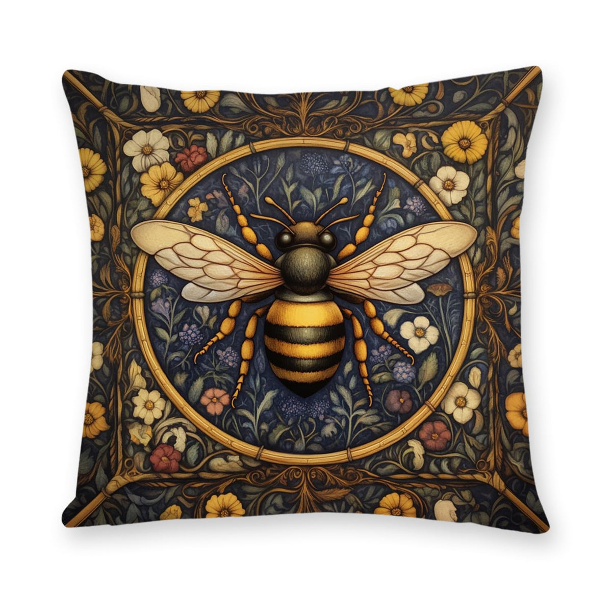 William Morris Abstract Vintage Print Floral Velvet Design Throw Pillow Covers Home Decor, Retro Art Decor Pillowcase Cushion Cover for Bed Sofa Living Room, Square 18x18inch (Black-Floral2)