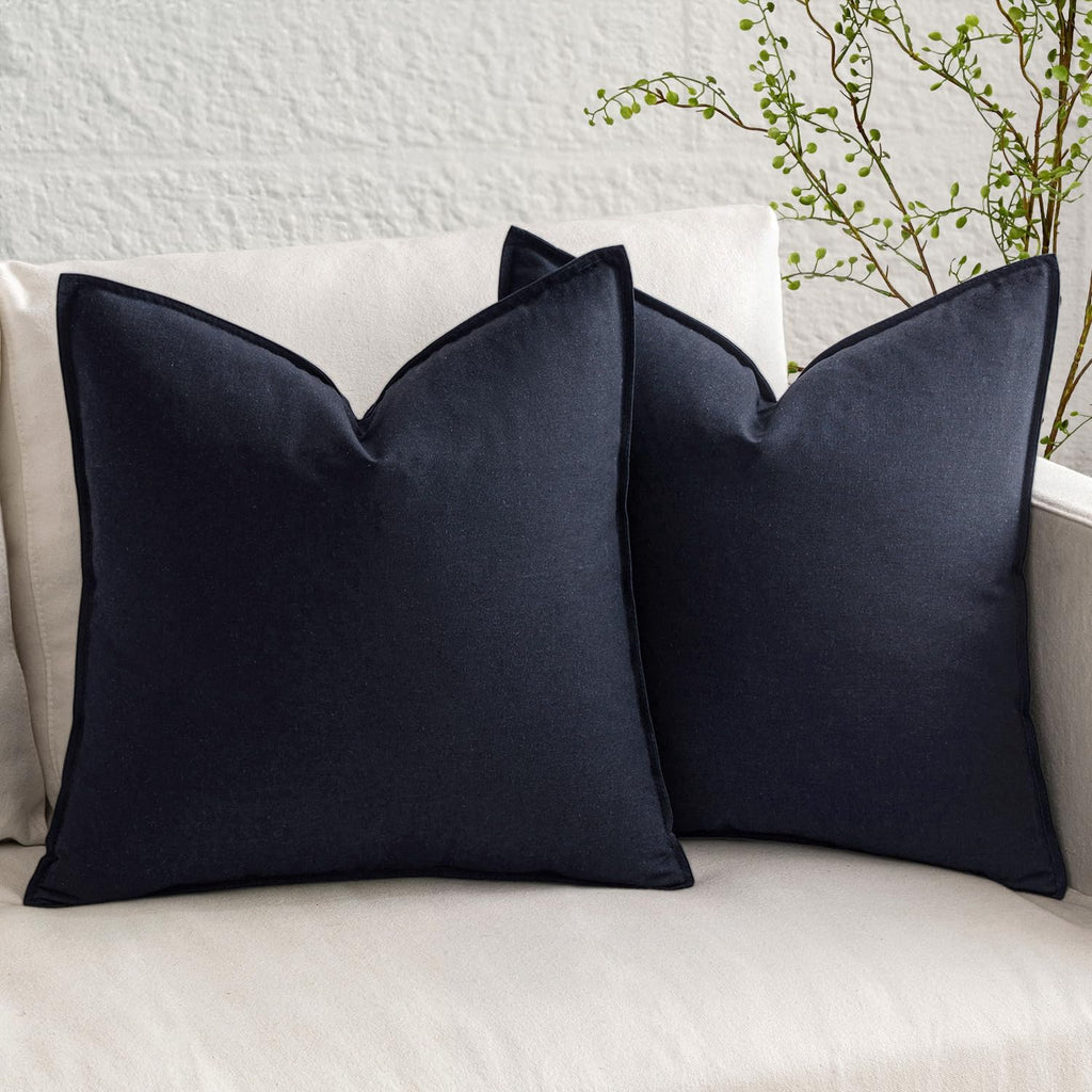 MIULEE Pack of 2 Decorative Linen Pillow Covers 18x18 Inch Olive Green