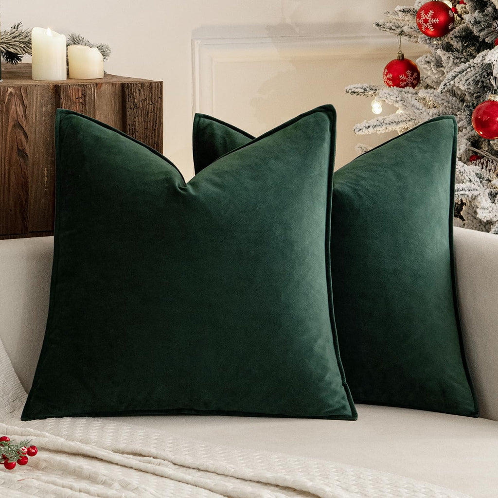 MIULEE Decorative Brown Velvet Throw Pillow Covers for Couch 22x22 Inch