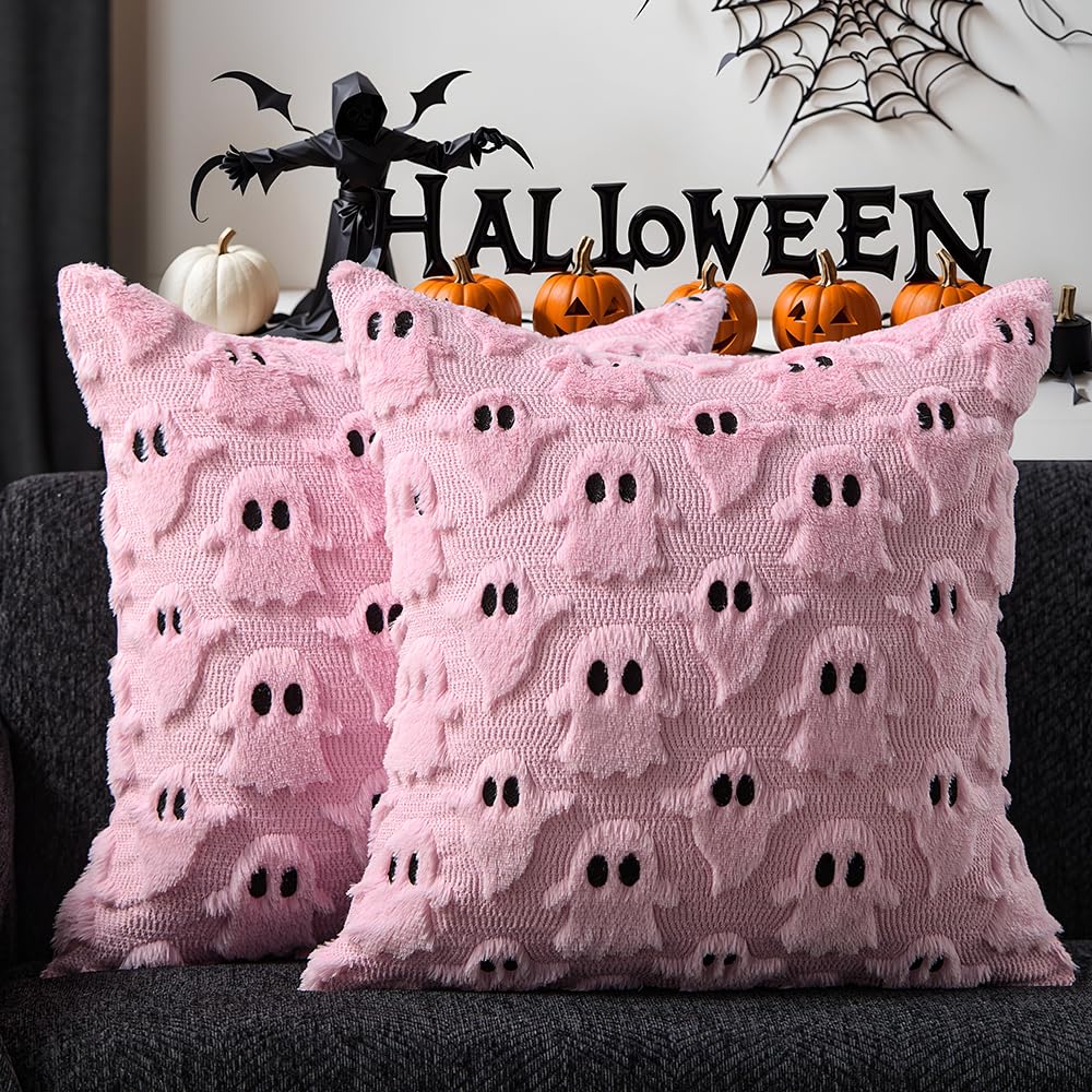 DFXSZ Halloween Pillow Covers 22x22 inch 2Pcs White Ghost Halloween Decor