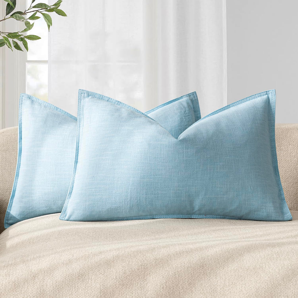 Foindtower Linen Solid Decorative Throw Pillow Covers 20x20 Natural Beige