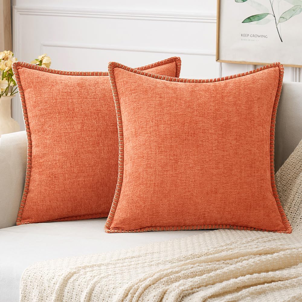 MIULEE Fall Decorative Couch Throw Pillow Covers 18x18 Inch Burnt Orange