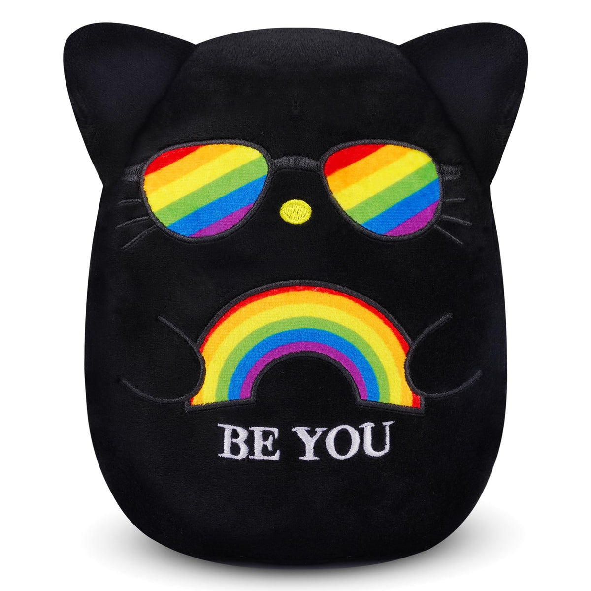 Black Cat Plush Pillow,8.5 Inch Leaf Black Cat Stuffed Animal Toy