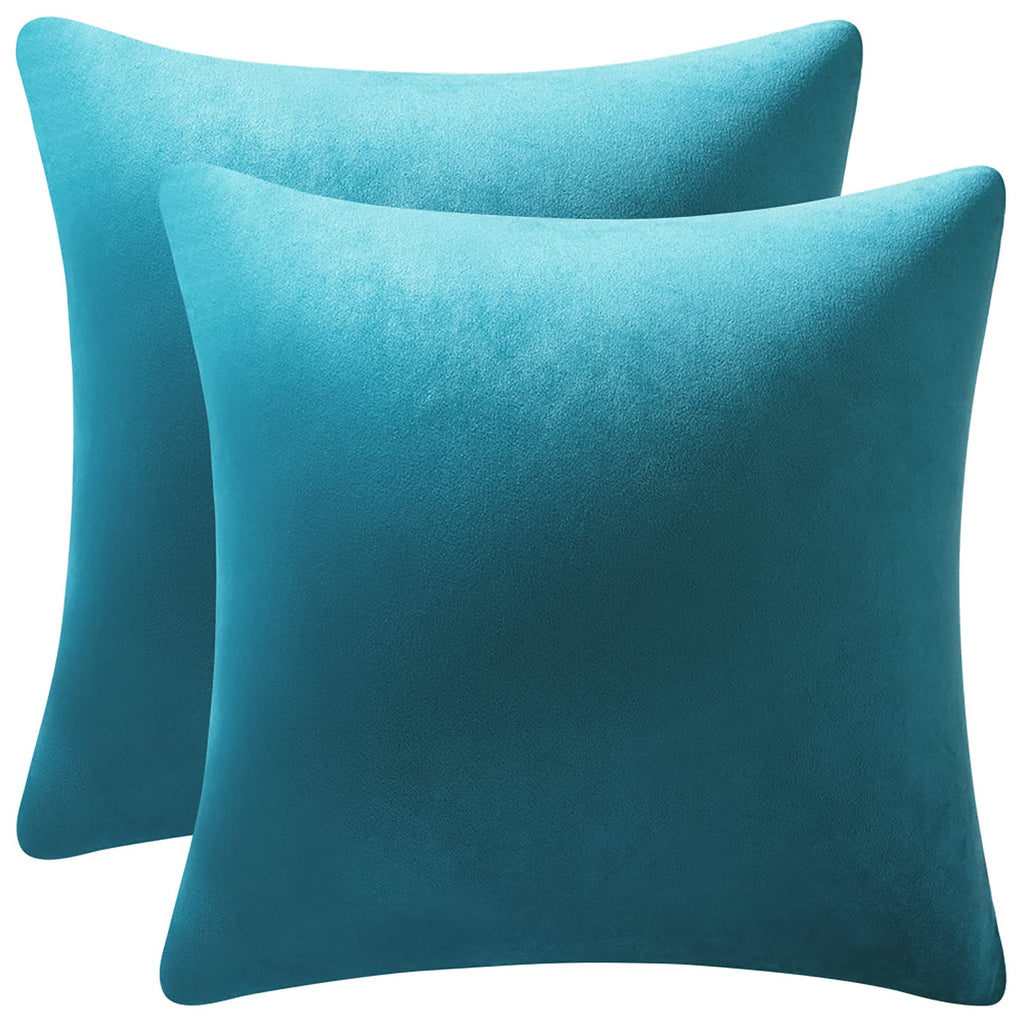 DEZENE Throw Pillow Covers 20x20 Chocolate Brown: Pack of 2 Cozy Soft Velvet Square Modern Luxury Decorative Throw Pillow Cases for Sofa Couch Living Room Bed Home Decor