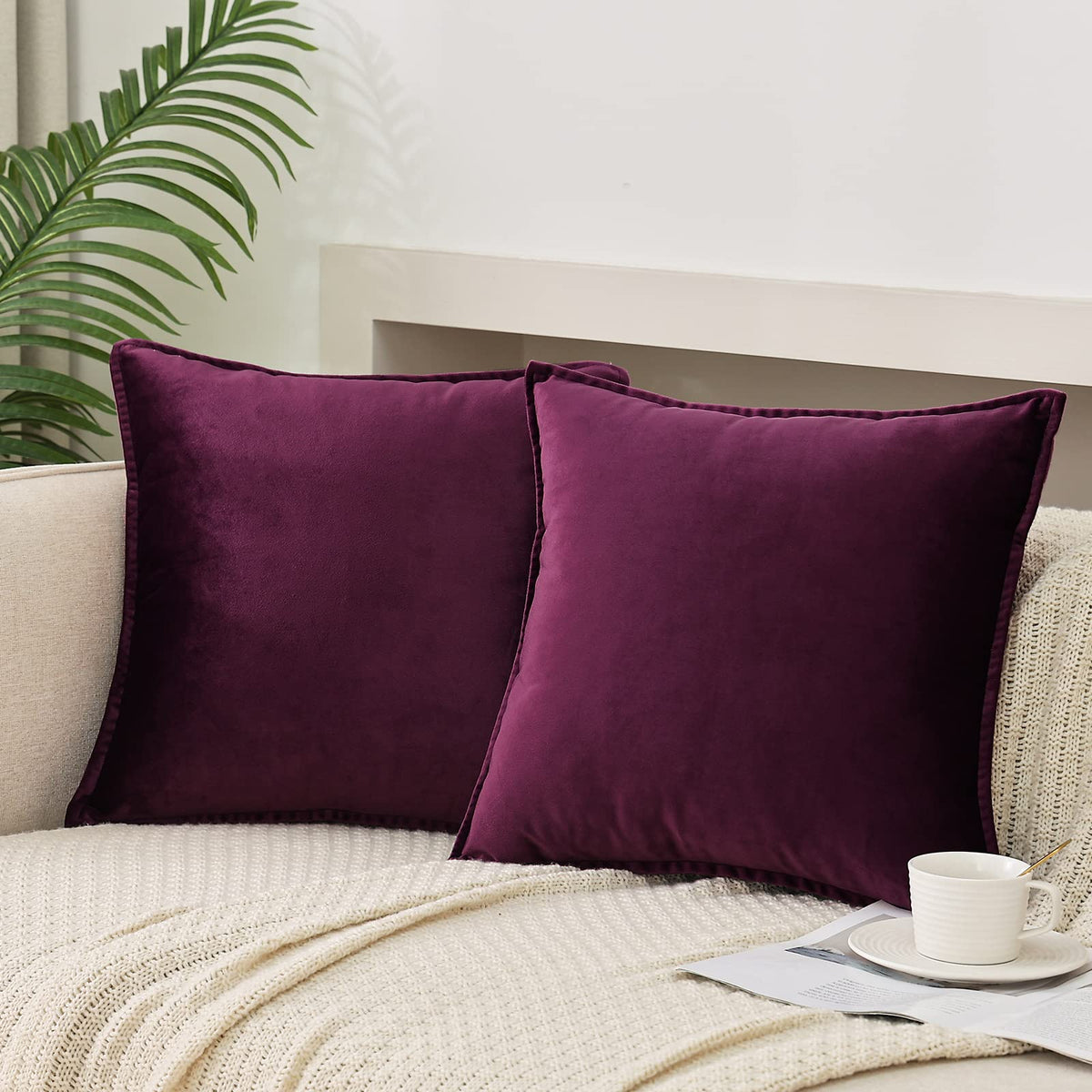 Velvet Navy Blue Throw Pillow Covers 18”x18”Pack of 2 Soft Decorative