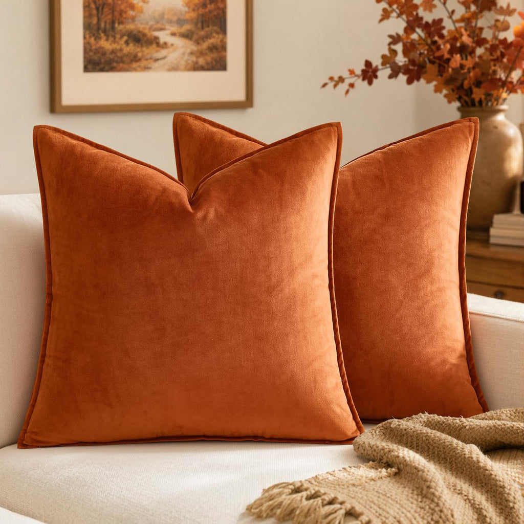 MIULEE Decorative Brown Velvet Throw Pillow Covers for Couch 22x22 Inch