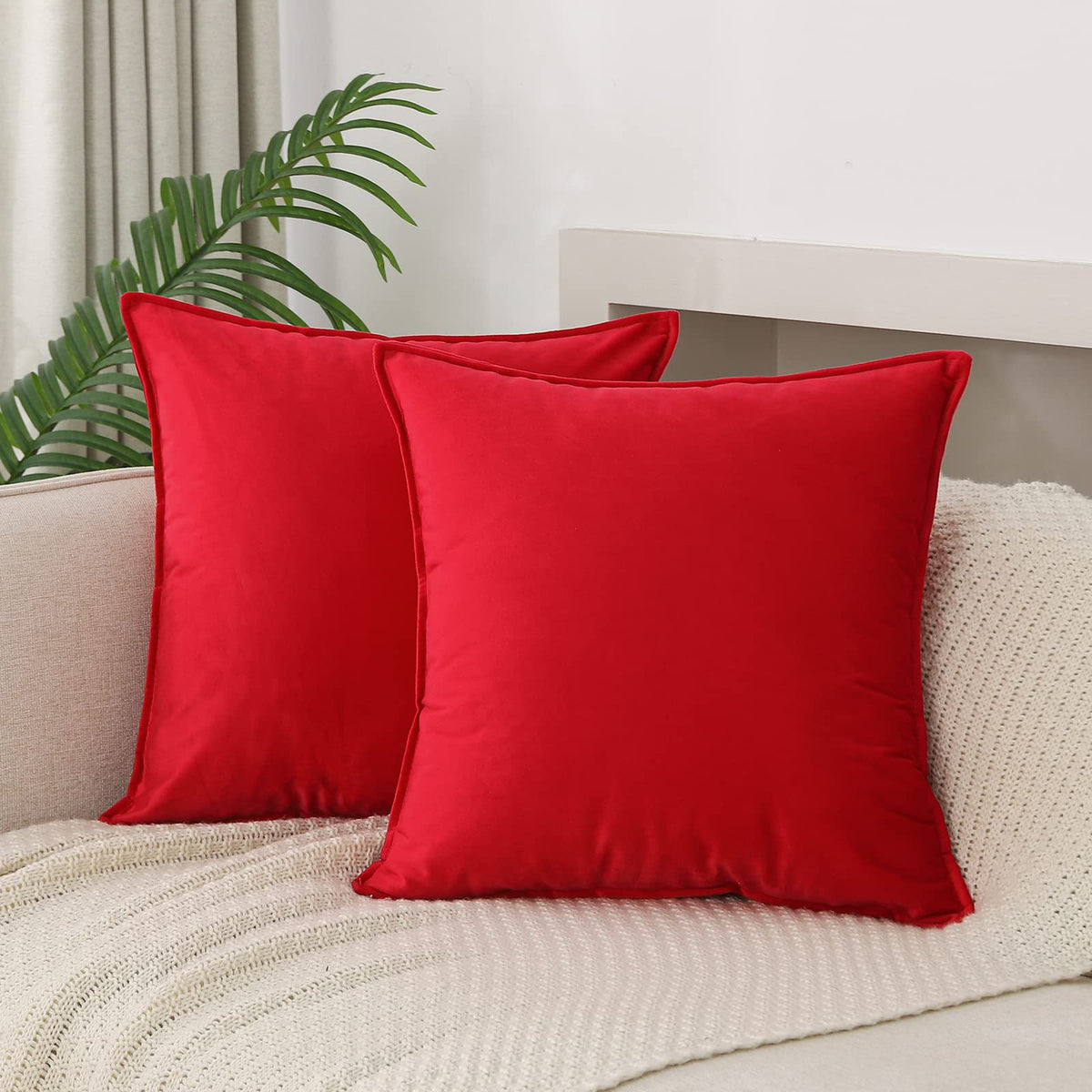 Velvet Navy Blue Throw Pillow Covers 18”x18”Pack of 2 Soft Decorative
