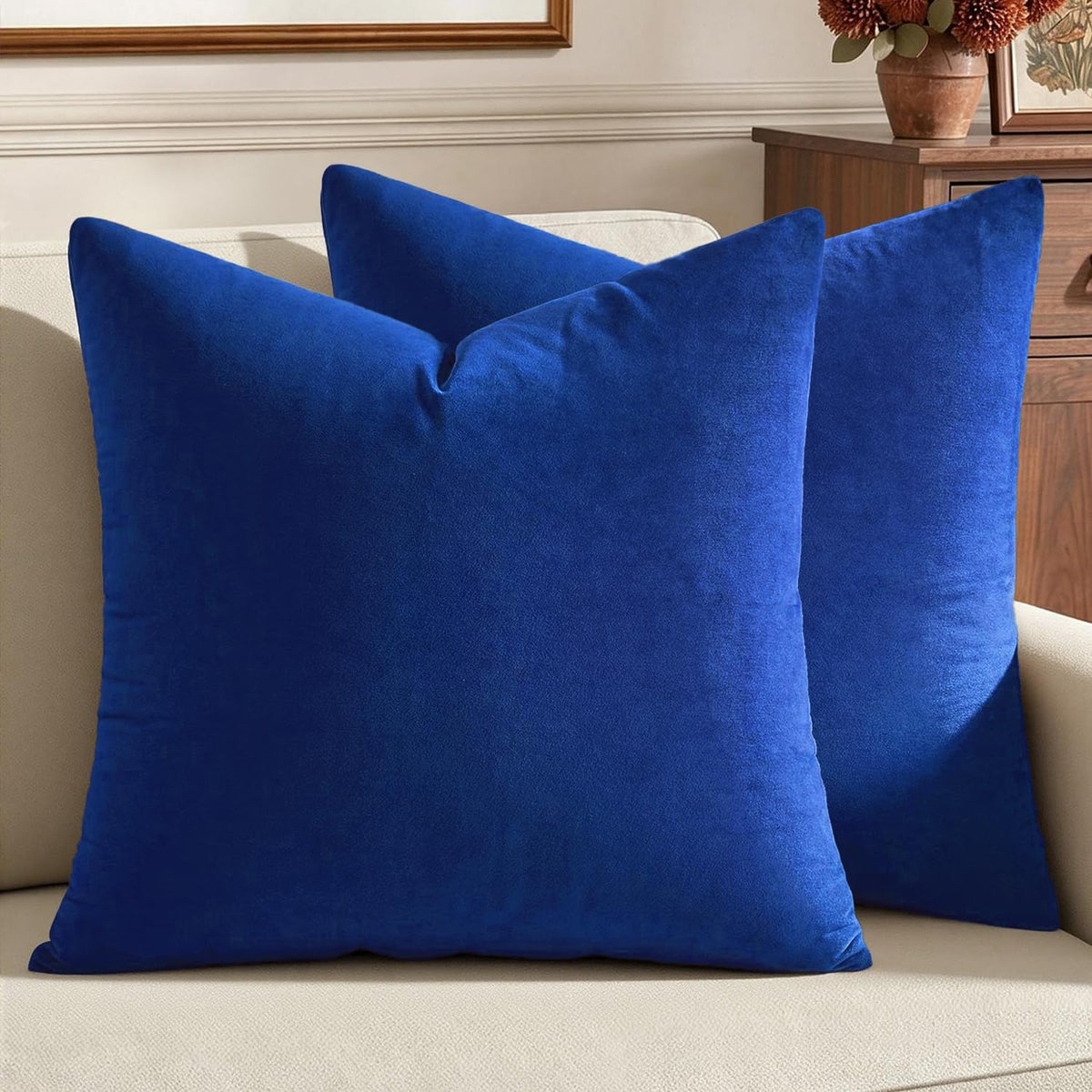 MIULEE Velvet Fall Throw Pillow Covers 20x20 Inch Pack of 2 Burnt Orange