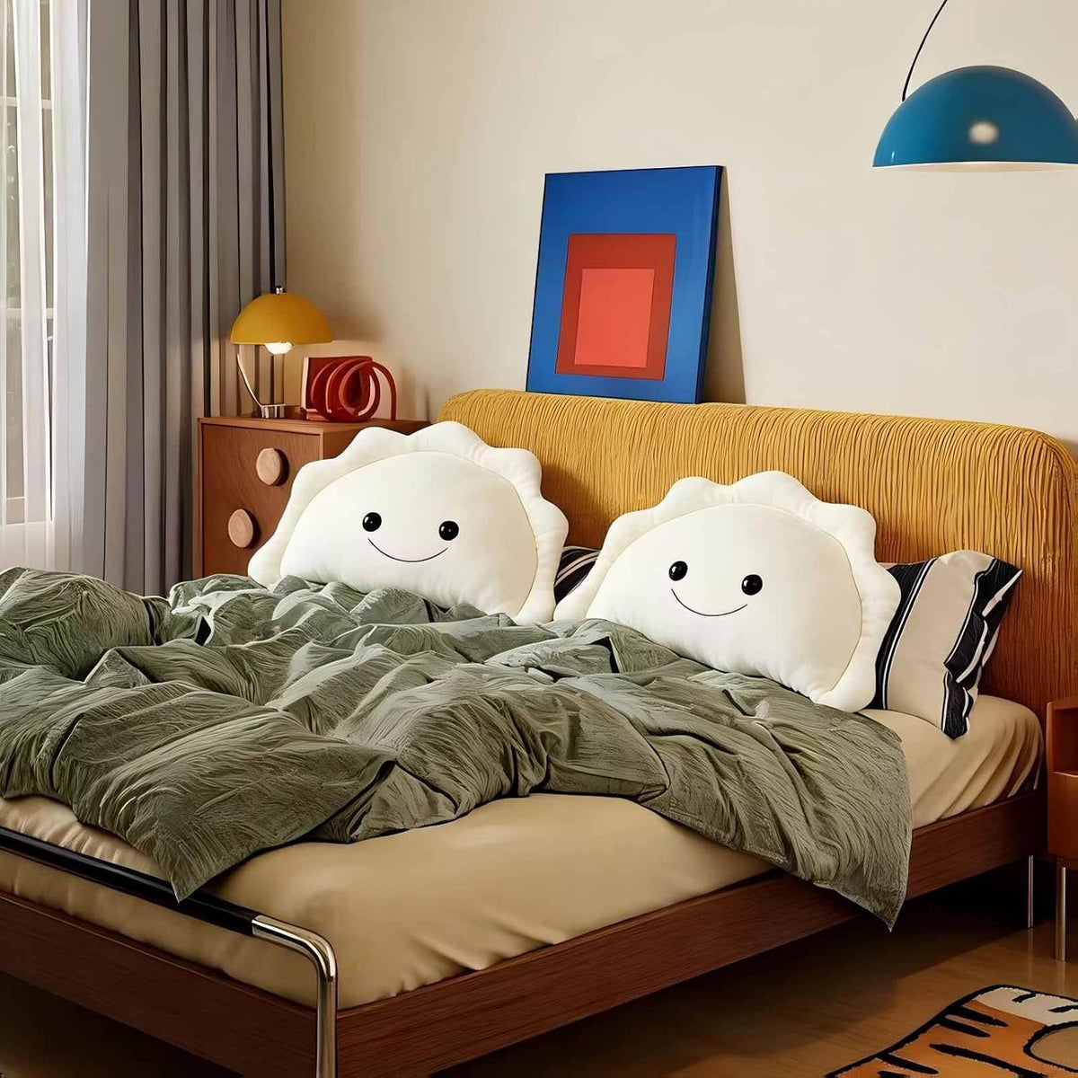 Pierogi Plush Pillow 15.5 inch Cute Dumpling Stuffed Animal Food Shaped Plushies Toys Home Decor Kawaii Gifts for Kids White