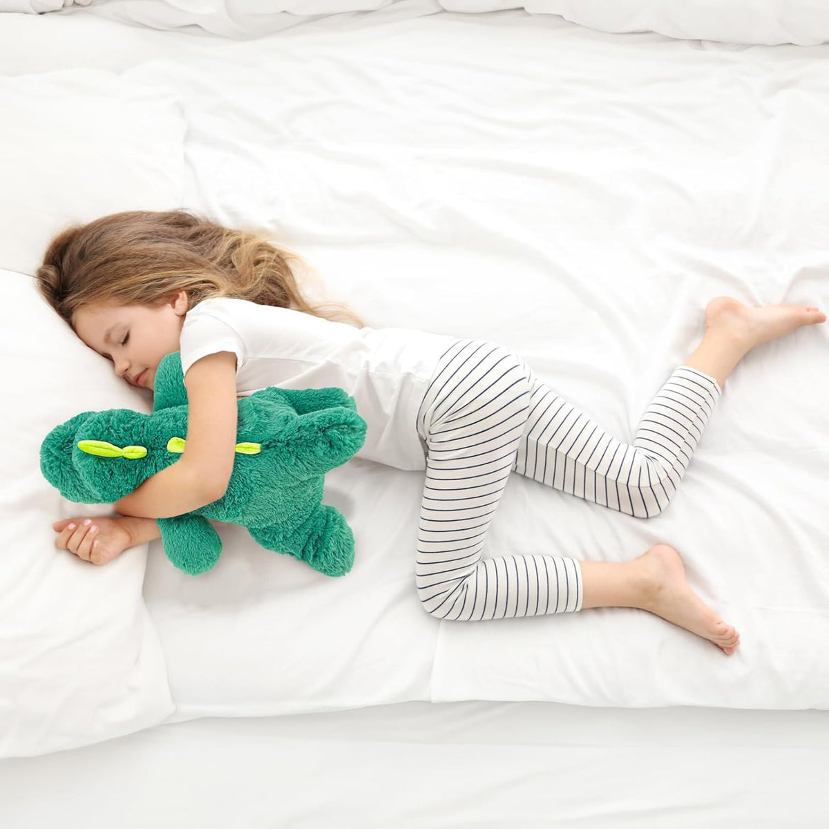YOUBLEK 16" 2 Lb Green Dinosaur Weighted Stuffed Animals, Plush Pillow Toy