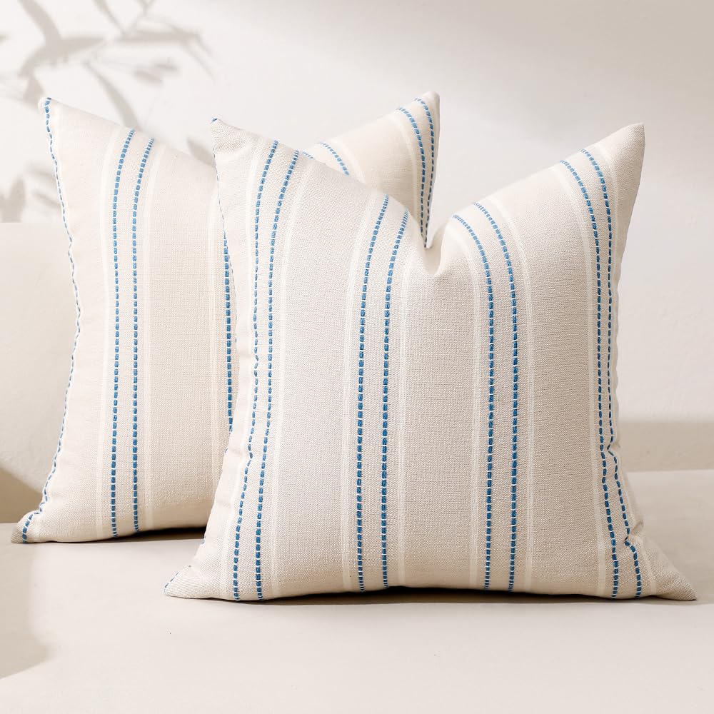 Hckot Decorative Throw Pillow Covers 20x20 Set of 2 Striped Pillow Covers