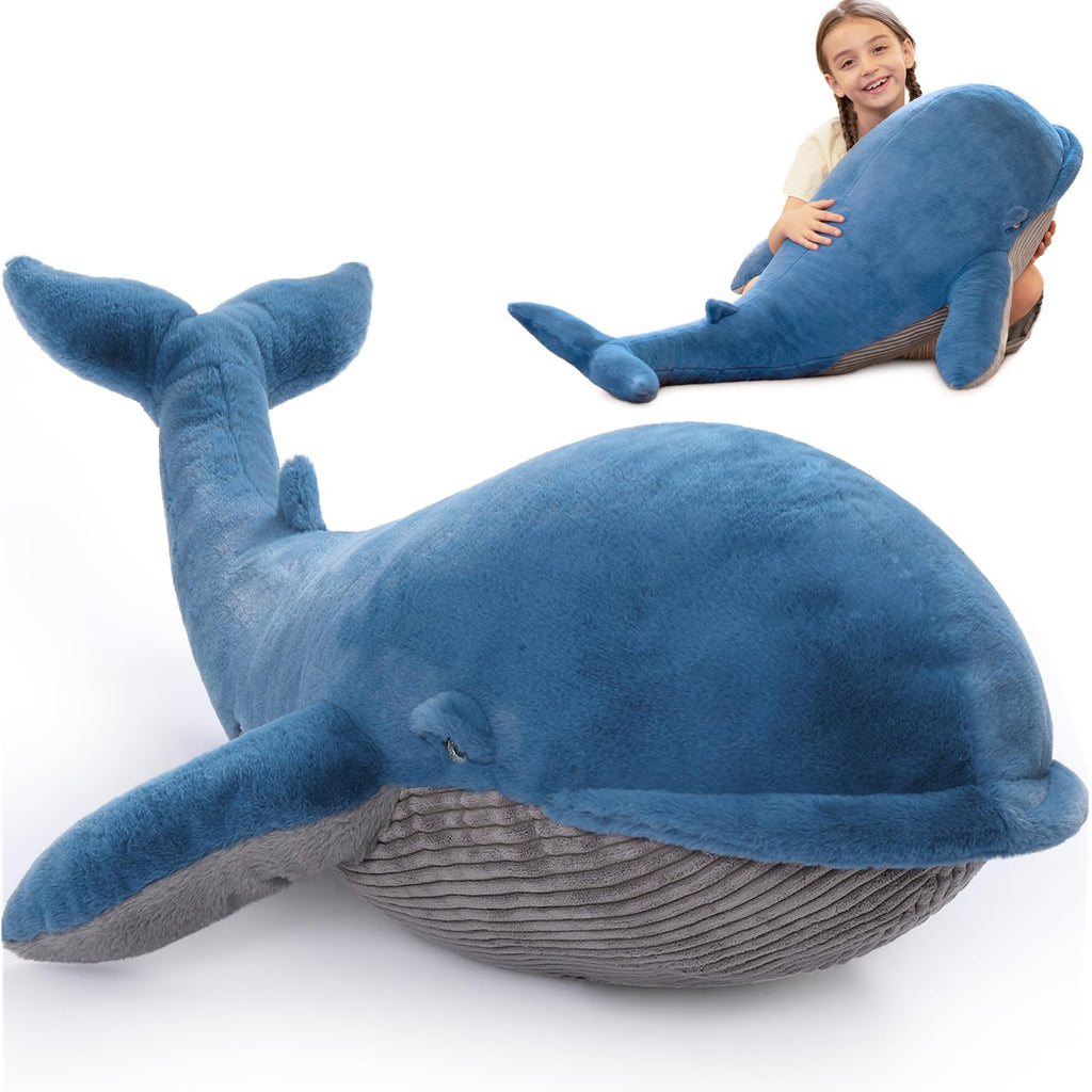 Tezituor 24 Inch Narwhal Stuffed Animal, Hugging Soft Ocean Narwhal Pillow Gift for Girls Kids, Cute Pink Large Stuffed Whale Plush Toy Christmas Deaor Gift