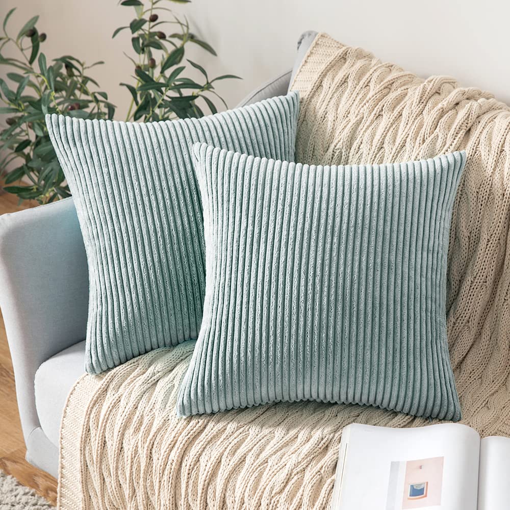 MIULEE Fall Decorative Corduroy Throw Pillow Covers Set of 2 20x20 Orange
