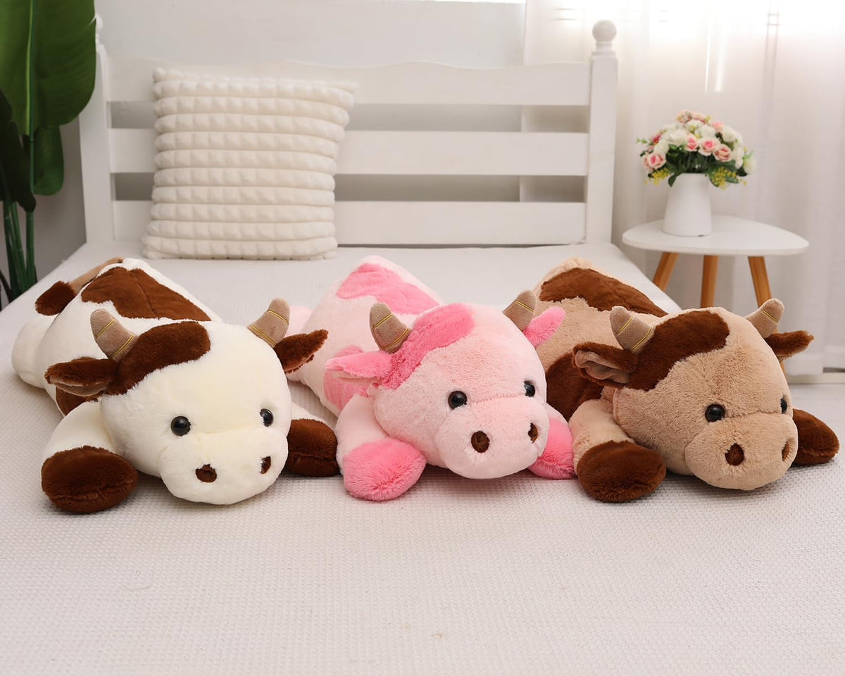 YESGIRL 25.6 inch 5 lbs Cow Weighted Stuffed Animals, Plush Toy Pillow Gift