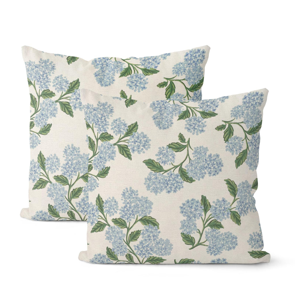 Floral Outdoor Pillow Covers 18x18 Inch Set of 2 Blue Green