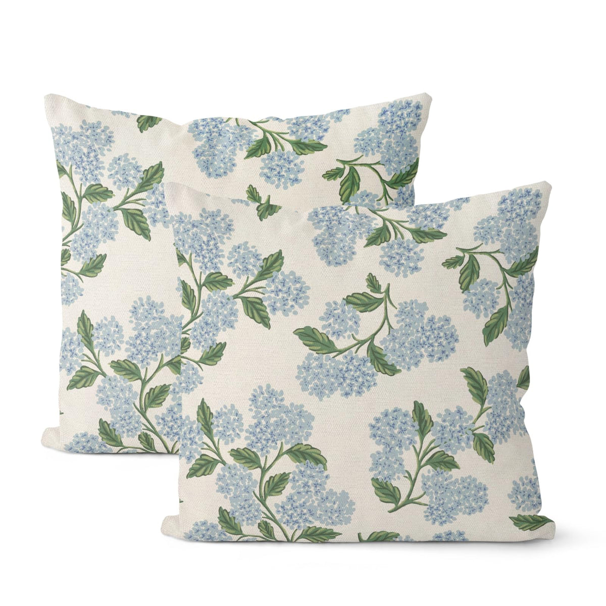 Floral Outdoor Pillow Covers 18x18 Inch Set of 2 Blue Green