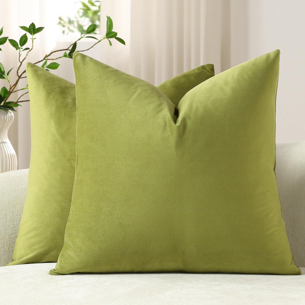DEZENE Throw Pillow Covers 20x20 Chocolate Brown: Pack of 2 Cozy Soft Velvet Square Modern Luxury Decorative Throw Pillow Cases for Sofa Couch Living Room Bed Home Decor