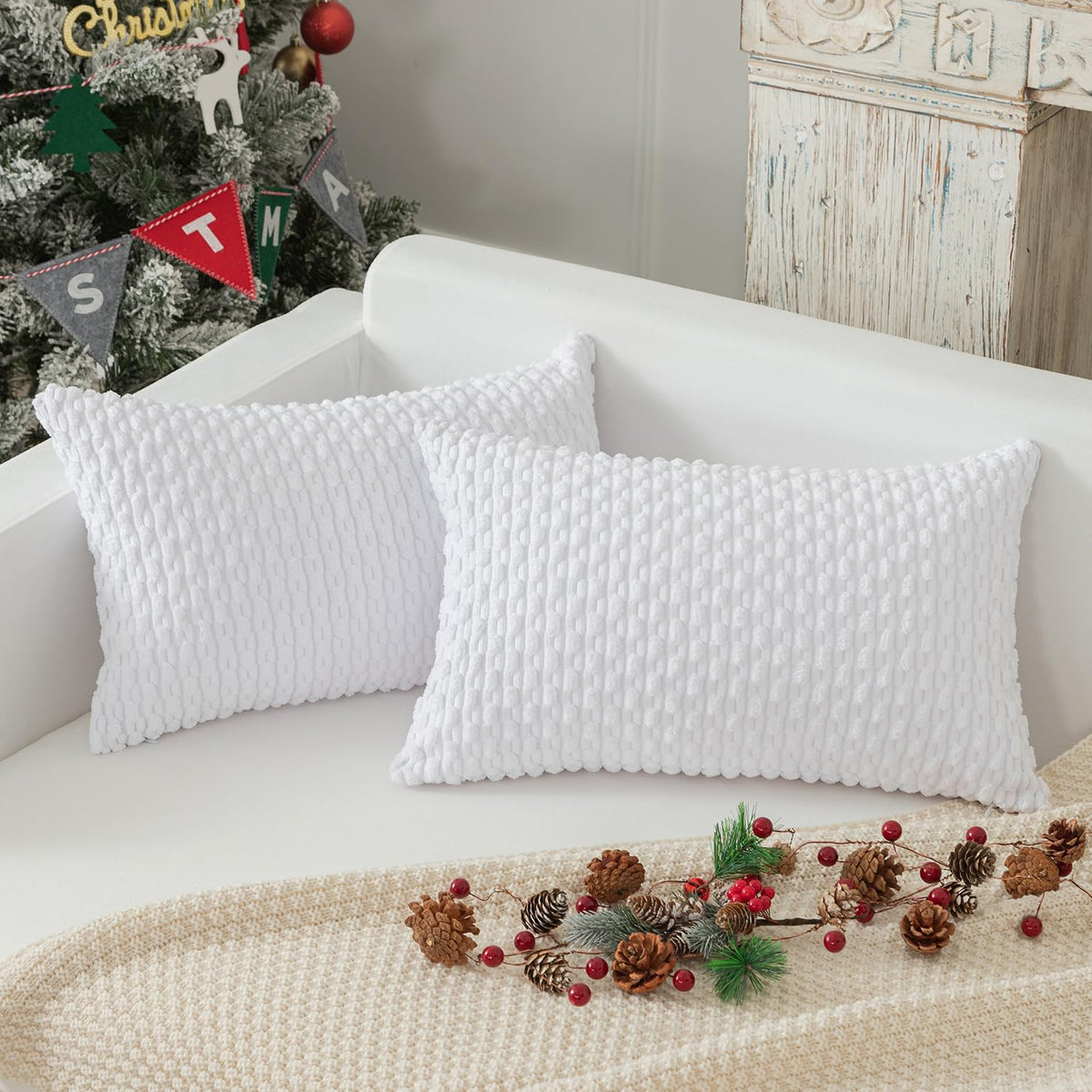 Kevin Textile Soft Corduroy 18x18 Inch Pillow Covers 2 Pack, Sage Green